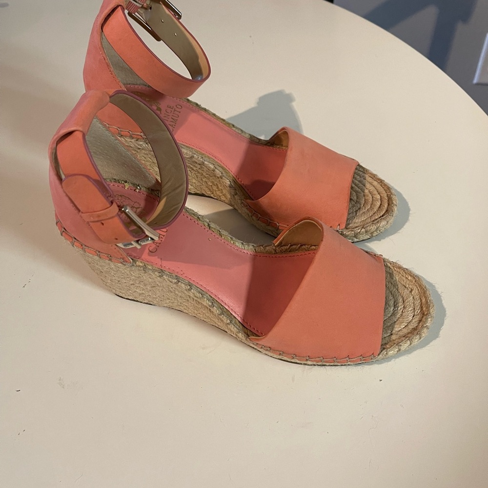 Vince Camuto pink espadrille platform wedge